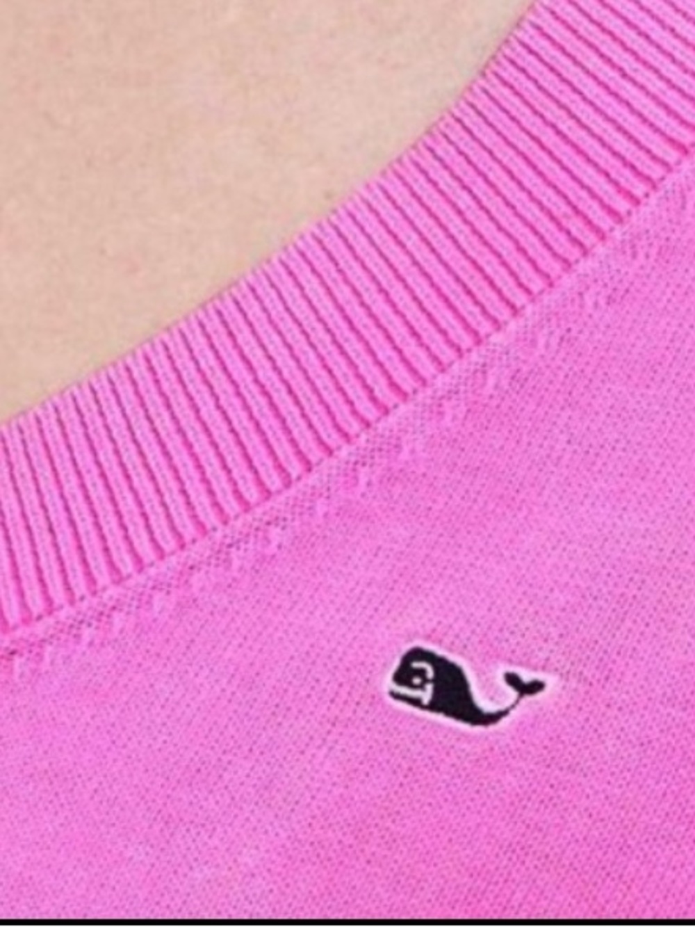 NWT Vineyard Vines HERITAGE COTTON Hot Pink V-Neck Sweater~S - Picture 6 of 13